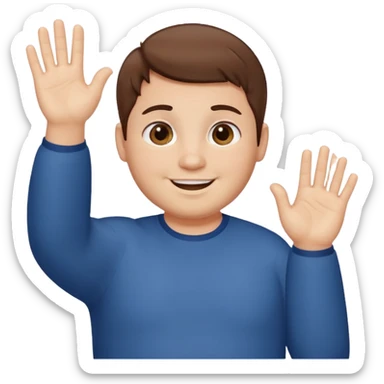 make a short brown hair guy who is chubby we can only see his head and he is waving sticker