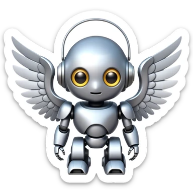 cute robot with wings sticker