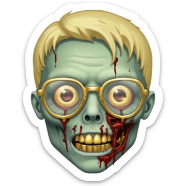 make a zombie with gold teeth and chrome heart glasses sticker