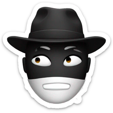 Robber Emoji with a classic black and white mask and hat sticker