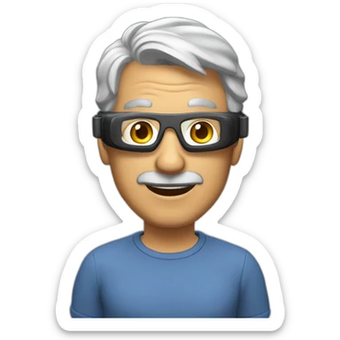 45 years old, gray hair, over weight, Brazilian using virtual reality headset sticker