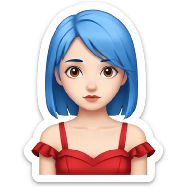 دختر با موی آبی و لباس قرمز  sticker