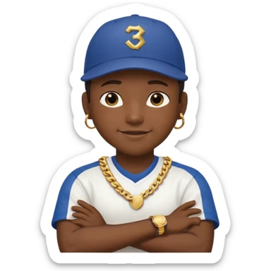 rapper emoji crossing arms in front of chest, confident expression sticker