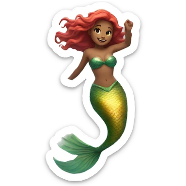 mermaid flying sticker