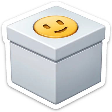 a right mak inside a small square box sticker
