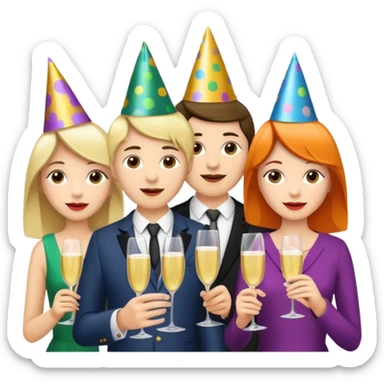 A dense crowd of mostly white adults at an afterwork party sticker