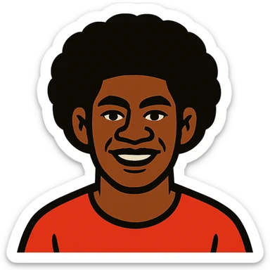 Fijian person with buiniga hairstyle, brown skin sticker