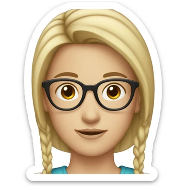 A white girl with small hair wearing glasses  sticker