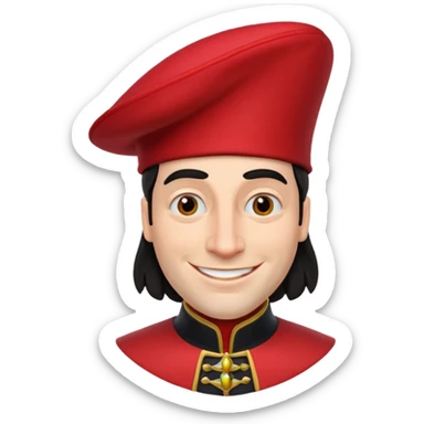 lord farquad avec un chapeau rouge plat sur le dessus sticker