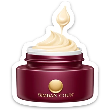 Elegant looking facial cream in a burgundy container that’s open and revealing the cream in a perfect shape (1 item) sticker