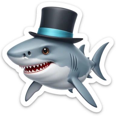 Shark with a top hat sticker