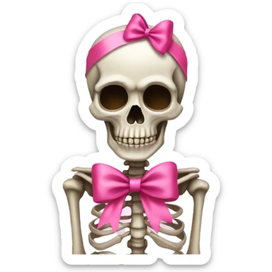 Skeleton with pink bows sticker
