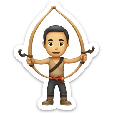 person with slingshot sticker