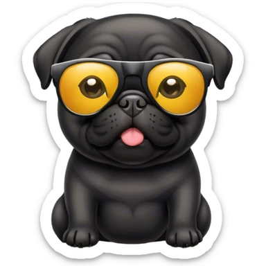 Black pug wearing sunglasses sticker
