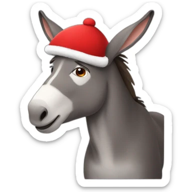 Donkey wearing a red chapka sticker