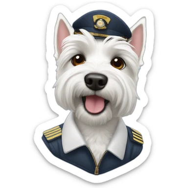 Westie (dog) as a pilot  sticker