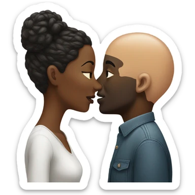 Woman Kissing a bald headed black man sticker