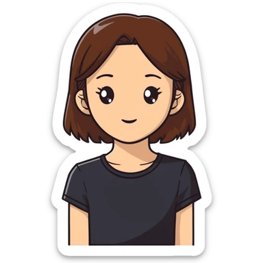Brown straight-haired girl wearing black top sticker