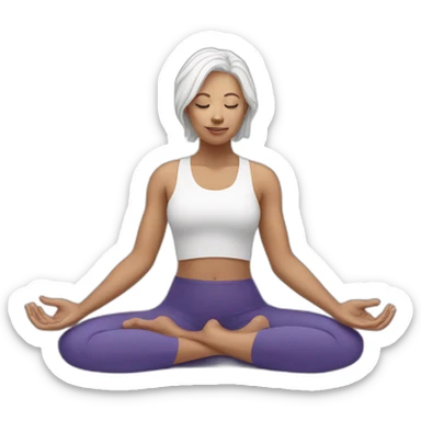 white hair woman doing yoga sticker