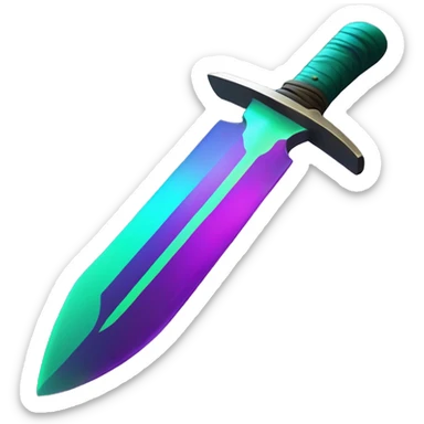 45° angle Aurora borealis purple teal lime green dagger knife sword sticker