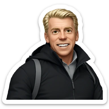 smiling blonde boy in jacket sticker