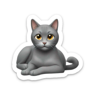 Gray cat sit on a couch sticker