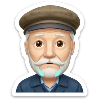 Old man white beard wearing a flat cap sticker