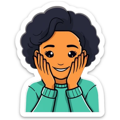 lightskin black girl covering hrr face and smiling  sticker