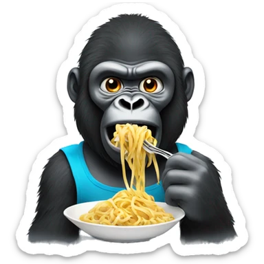 Gorilla eating pasta sticker