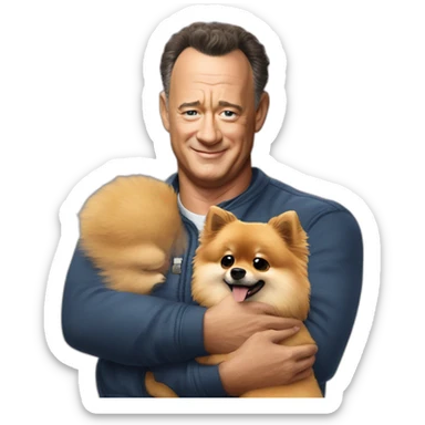 tom hanks hugs pomeranian sticker