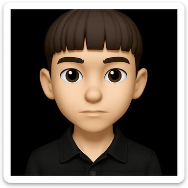 Edit the boy's outfit to a black denim jacket and make the boy slim, not fat or round. Keep the boy's face and all other features the same as the original image. sticker