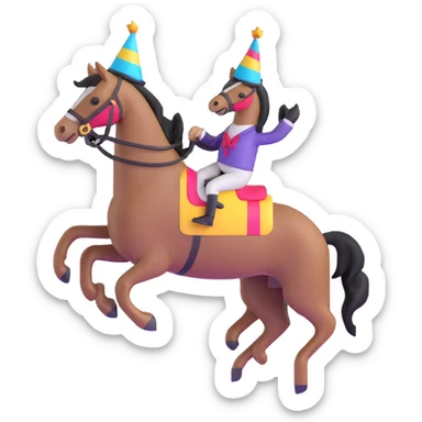 animated jumping horse with party hat sticker