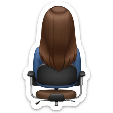 Woman sitting on an office chair from the Back of head with long hair sticker