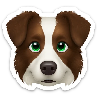 Face of seniorrr female working border collie emoji with green and blue eyes sticker