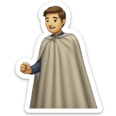 man turning and flicking cape sticker