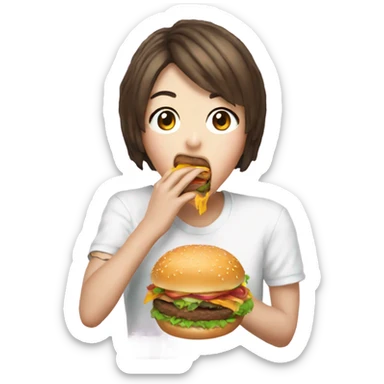 Kpop singer eating hamburger sticker
