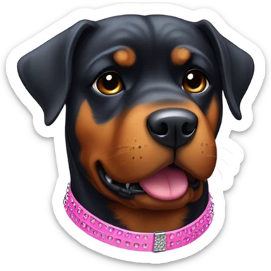 Rottweiler with a pink collar with studs  sticker