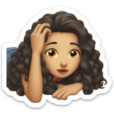 Bored girl lying on the floor sticker