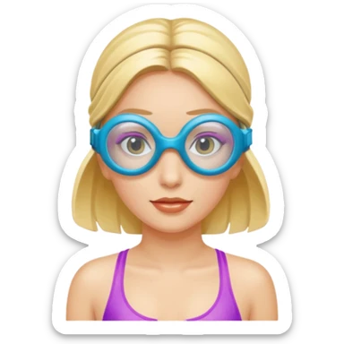 Woman with swim goggle sticker