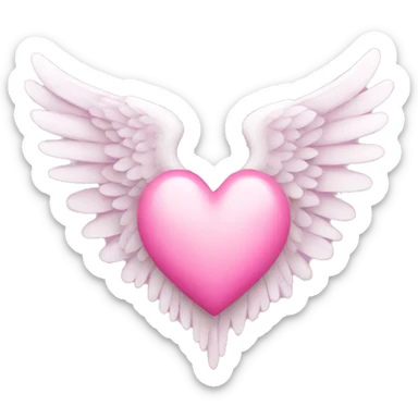 heart with wings in white pink color sticker