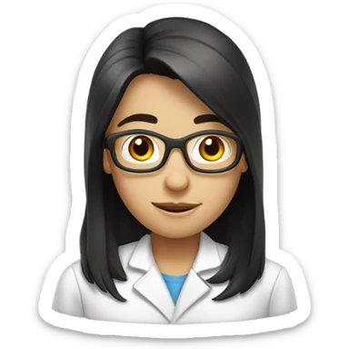 chemistry student with black long hair and white skin sticker