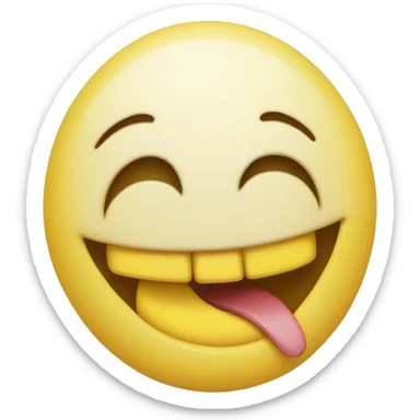Smiling emoji with a yellow bone in its mouth  sticker