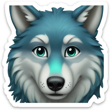 Wolf, Darker Blue fur with Aqua highlights sticker