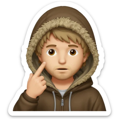 Moreno greñudo con capucha cuba la cara para el dedo sticker