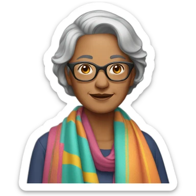 middle-aged-woman-with-graying-bob-and-glasses-wearing-colorful-shawl sticker