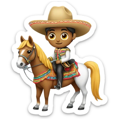Charro uniform Mexican boy on a horse wearing a charro hat  sticker