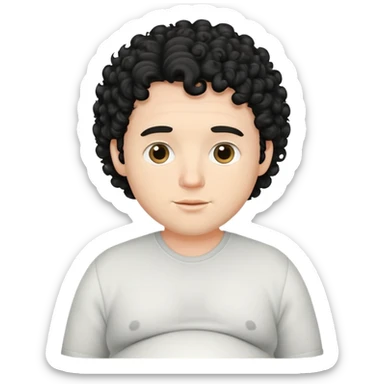 Pregnant white man with black curly hair sticker