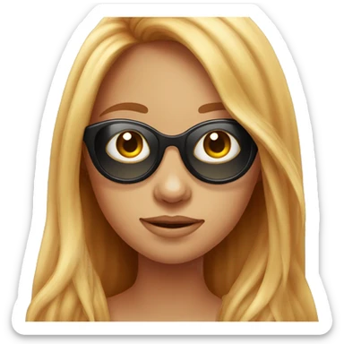 Red long hair girl  having fun with sunglases sticker