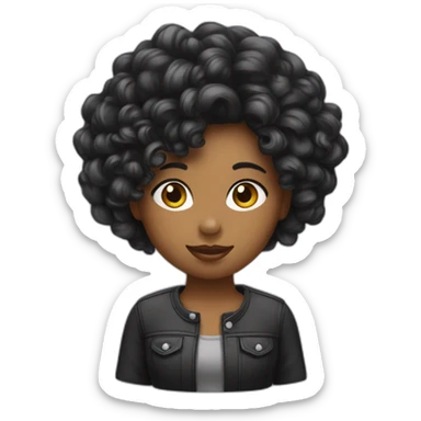 Fille cheveux noir avec nounours sticker