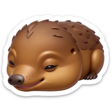Meme-Worthy Cute Sleeping Platypus Portrait Emoji, Head resting peacefully with a contented smile, showcasing a unique, streamlined build and a luxuriously soft brown fur, eyes shut in a serene, restful float, Simplified yet hilariously adorable features, highly detailed, glowing with a soft, drowsy light, high shine, relaxed and utterly lovable, stylized with an air of playful laziness, bright and heartwarming, soft glowing outline, capturing the essence of a comically sleepy platypus, so meme‐worthy it feels like it could instantly become the next viral sensation of adorable slumber! sticker